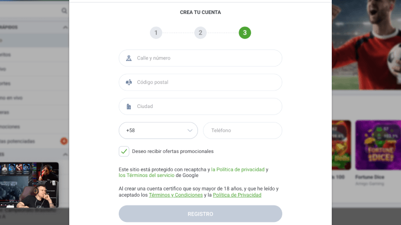 Completa el formulario de registro