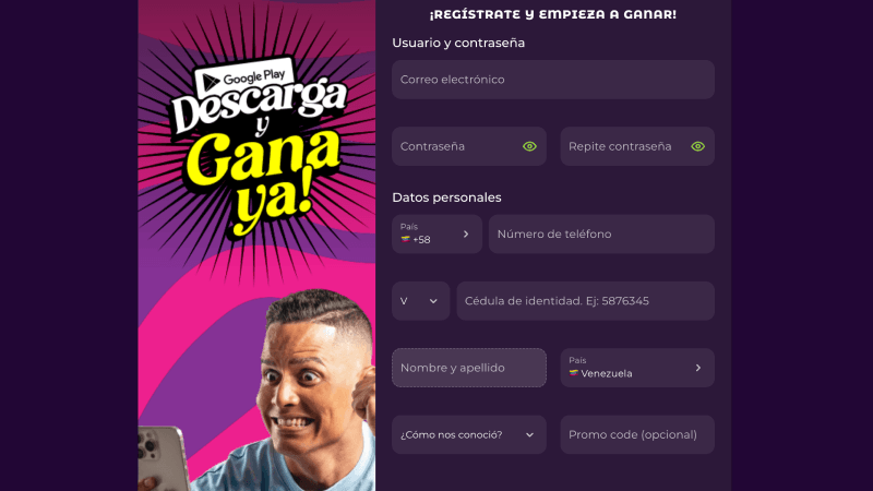 Completa el formulario de registro