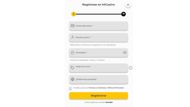 Completa el formulario de registro